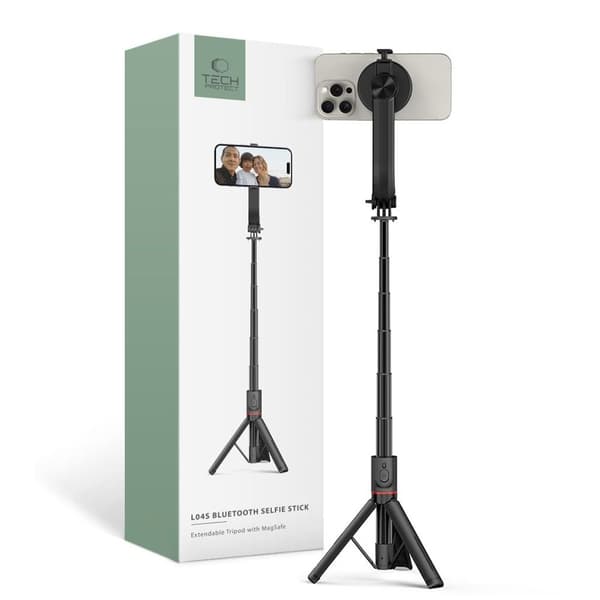 Tech-Protect L04S Bluetooth Selfie Stick med Stativ – Svart