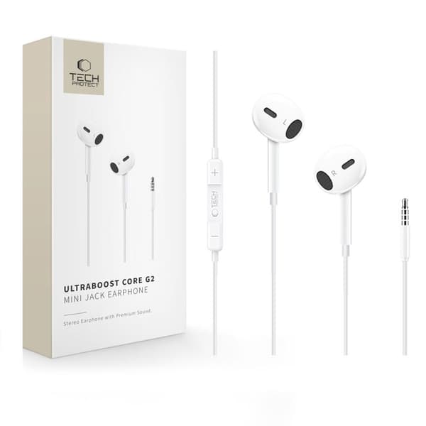 Tech-Protect Ultraboost Core G2 hörlurar 3.5mm – vit
