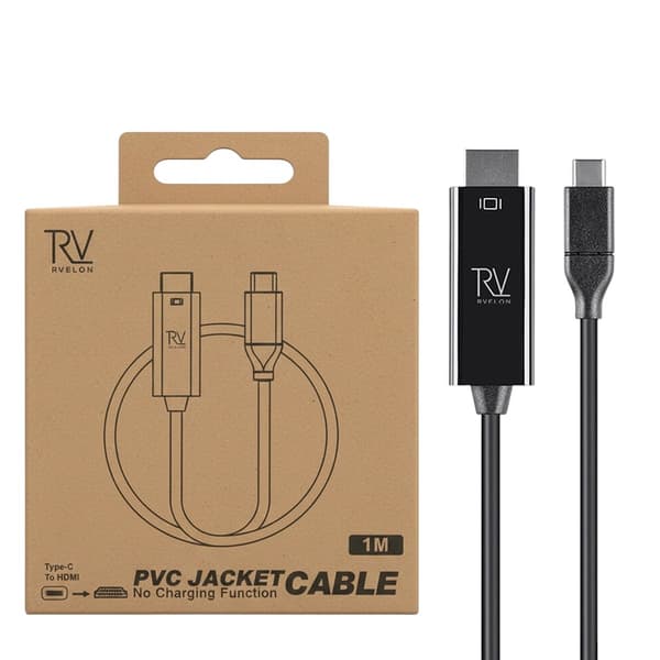 Rvelon USB-C til HDMI 1.4 kabel 4K - 1 meter med chipset