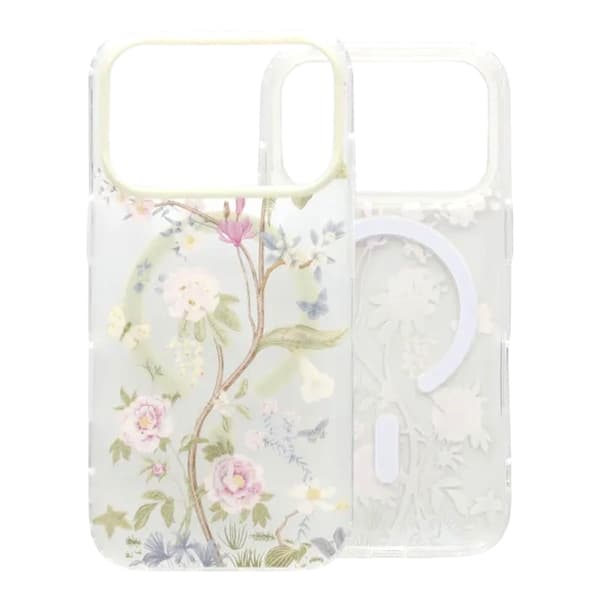 Mat MagSafe-cover med blomster til iPhone 17 Pro - Beige