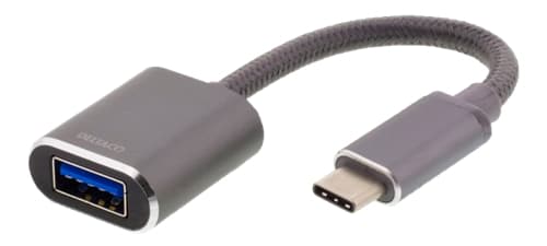 Deltaco OTG-sovitin, USB-C - USB-A - Harmaa