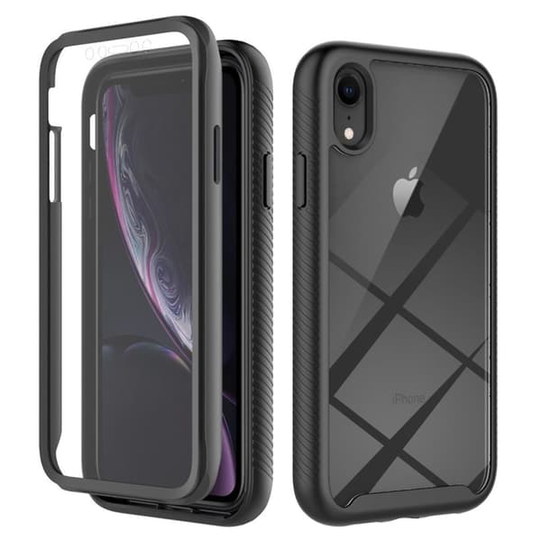 IPhone XR -kotelo näytönsuojalla - Musta