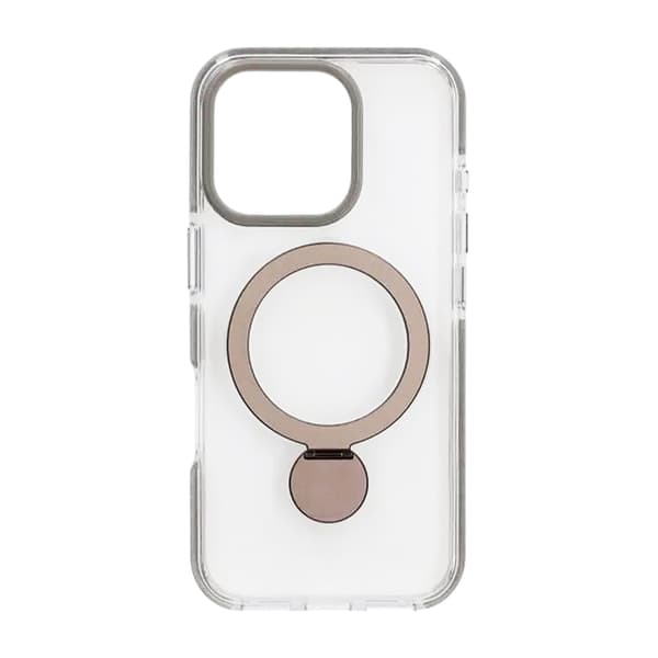 Cover Magsafe til iPhone 16 Pro - Transparent grå med ringholder