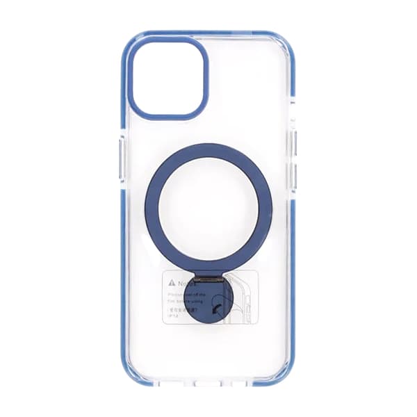 Magsafe cover til iPhone 15 - Transparent blå med ringholder