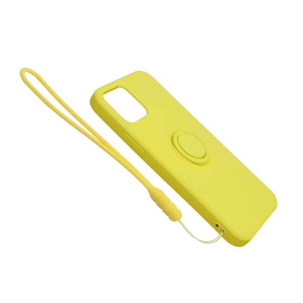 iPhone 12 Pro Max Silikonskal med Ringhållare och Handrem - Gul