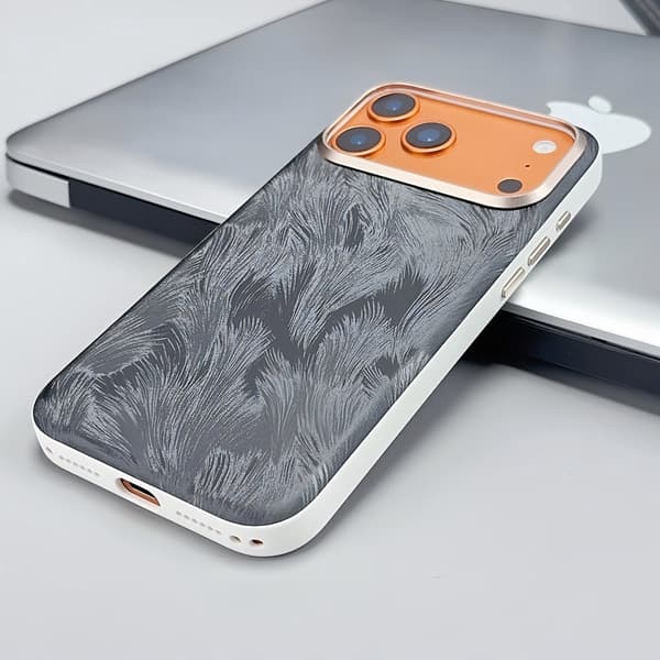 Plume Tekstureret Vegansk-Læder Magnetisk Etui Til iPhone 17 Pro Max/18 Pro Max Sort