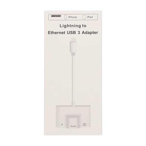 Lightning till Ethernet + Lighnting + USB A