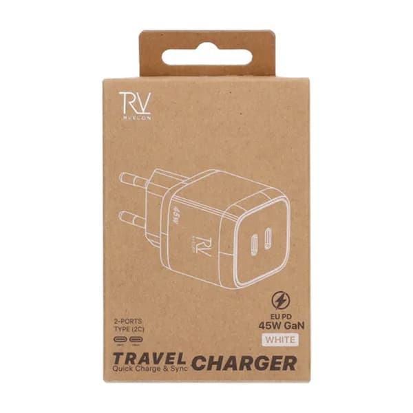 Rvelon 45W 2C EU STRØMADAPTER HVID