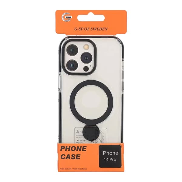 Cover MagSafe til iPhone 14 Pro - Transparent sort med ringholder