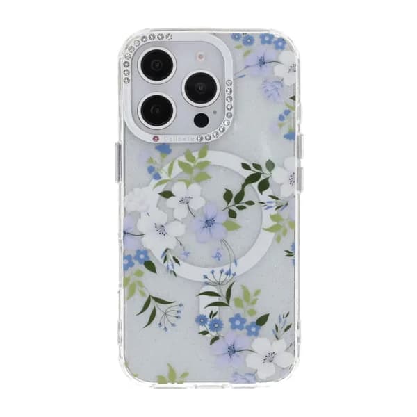 Blomstret cover med MagSafe til iPhone 16 Pro - Blå