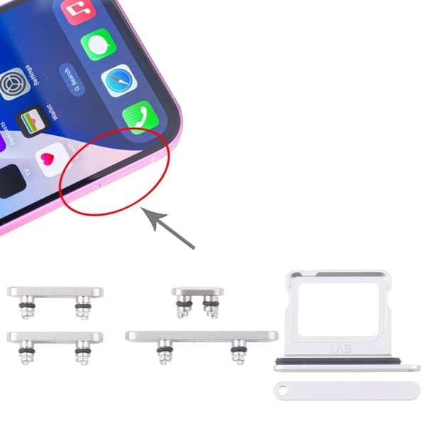 Knapper og SIM-kortholder til iPhone 16/16 Plus - Hvid