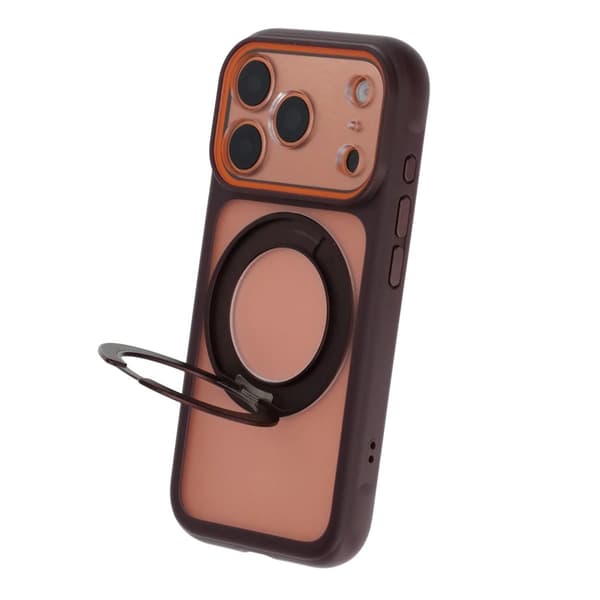 Clear Glow 360 Rotating MagSafe Stand Case For iPhone 17 Pro/18 Pro Wine Red