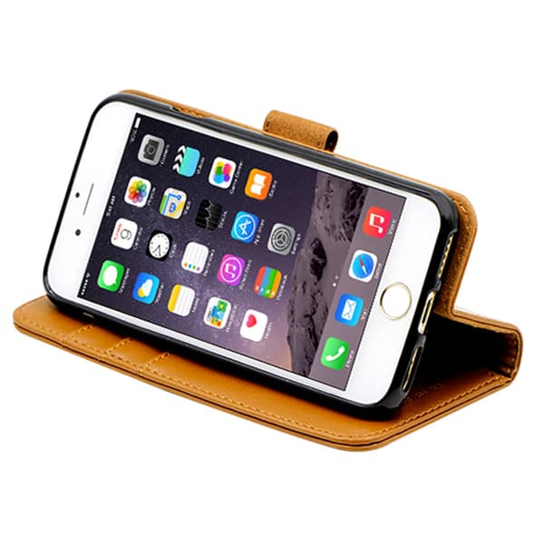 iPhone 6/6S Plånboksfodral Läder med Stativ - Brun