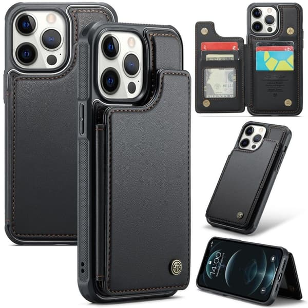 CASEME iPhone 12 Pro Max -kotelo lompakolla - Musta