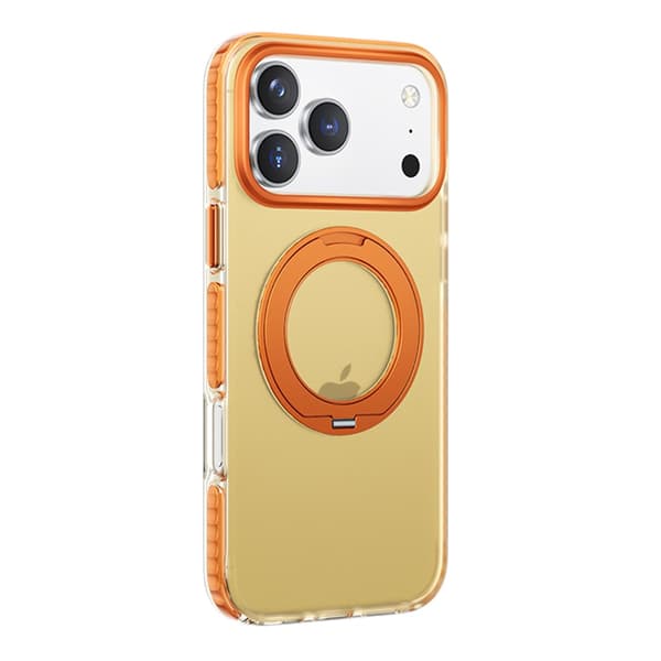 Iridescent Shockproof Case with 360 degree Rotatable Kickstand For iPhone 17 Pro Orange