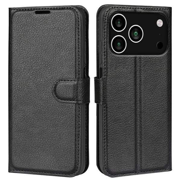 iPhone 18 Pro Max/17 Pro Max Pungcover Stødsikkert PU Læder - Sort