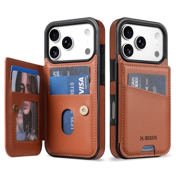 N.BEKUS iPhone 18 Pro Max/17 Pro Max Pung Etui RFID Blokerende - Brun