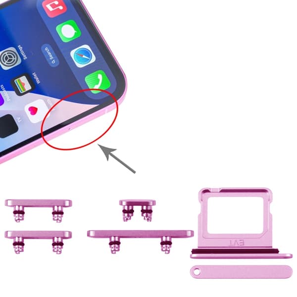 Knappar och Simkorthållare för iPhone 16/16 Plus - Rosa