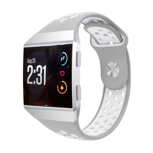 Fitbit Ionic silikoninen kellon ranneke - Harmaa, valkoinen
