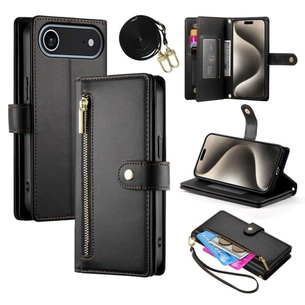 iPhone Air Wallet Cover med rem - Sort