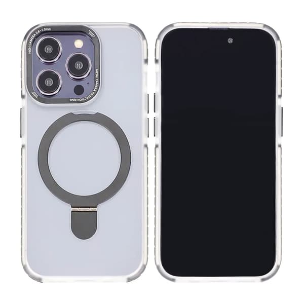 iPhone 15 Pro Max Mobilcover med Magsafe og Stand - Grå