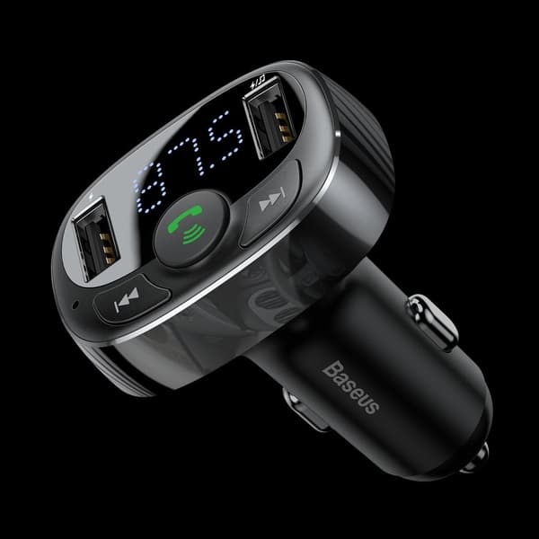 Baseus S-09A T-formet Bluetooth FM-sender/biloplader - Sort