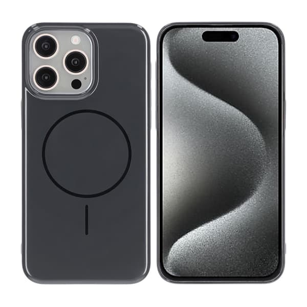 Kiiltävä magneettikotelo iPhone 15 Pro Maxille, musta
