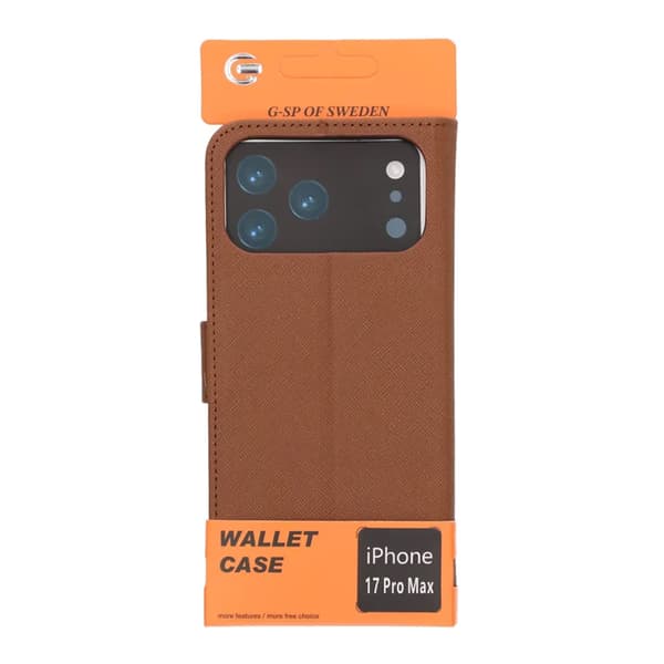 Plånboksfodral med stativ till iPhone 17 Pro Max - Brun