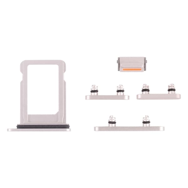 iPhone 13 Simkort holder (Dual) + Sideknapper - Hvid