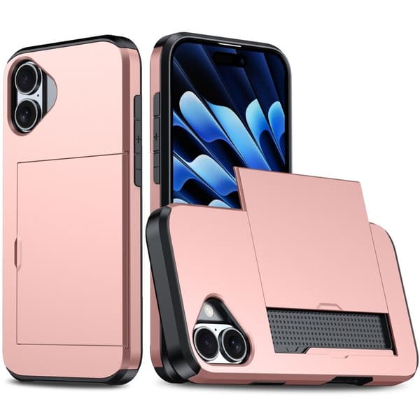 iPhone 16 Plus -kotelo korttipaikalla - Ruusukulta