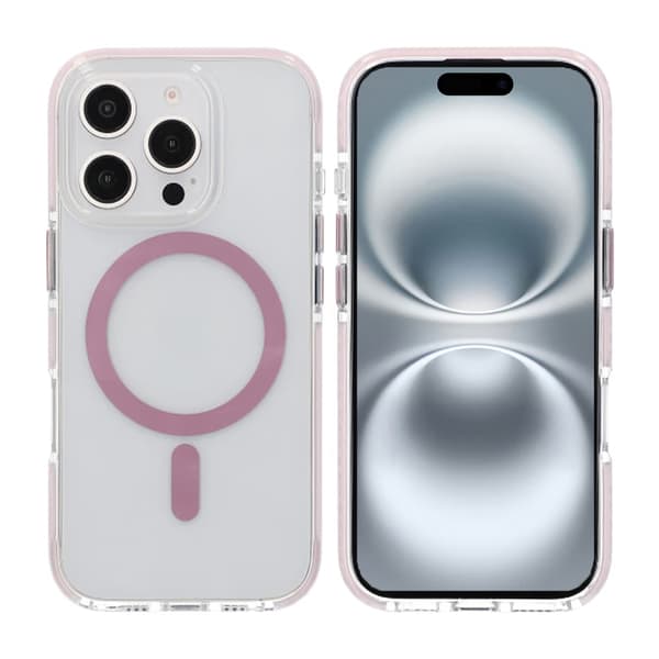 iPhone 16 Pro Max Mobilcover Magnet Dobbelt Beskyttelse - Pink