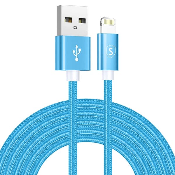 SiGN USB til Lightning Kabel 2.4A, 3m, Nylon - Blå