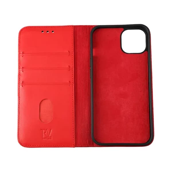 iPhone 12 Pro Max Plånboksfodral Läder Rvelon - Röd
