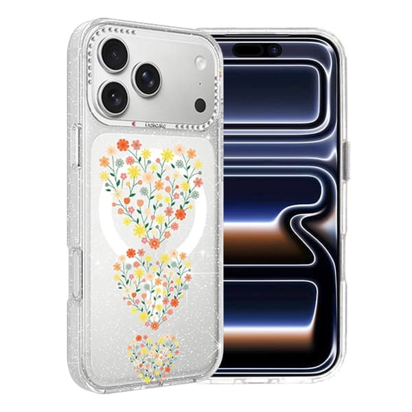 Blomstret Cover med Magsafe til iPhone 17 Pro - Hjerter