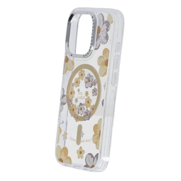 Gradient Blomster Magnetisk Cover Til iPhone 16 Pro Max Gul