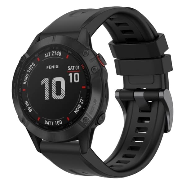 Garmin Fenix 6 Pro GPS Silikone Urrem - Sort