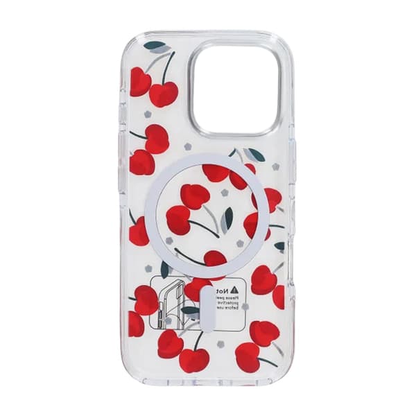 Glitrende Rhinestone Magnetisk Etui til iPhone 16 Pro Max Kirsebærrød