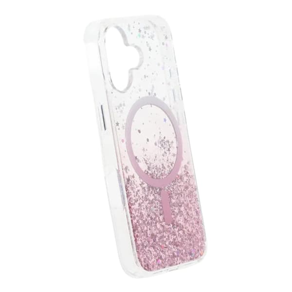Glitrende MagSafe Cover med Stjerner til iPhone 17 - Rosa