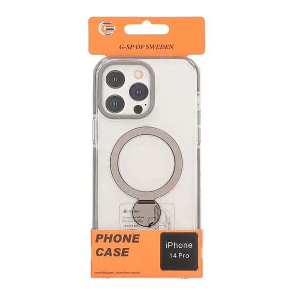 Cover MagSafe til iPhone 14 Pro - Transparent grå med ringholder