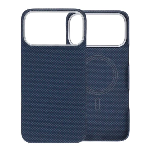 Kevlar Magsafe cover til iPhone 17 Pro Max - Blå med gitter