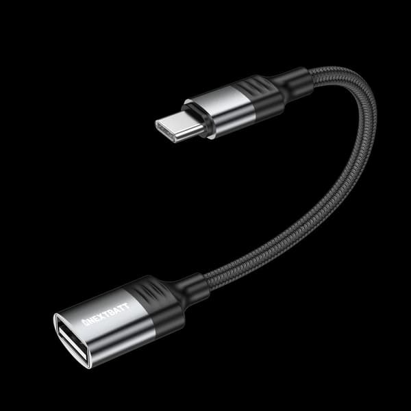NEXTBATT USB-C til USB-A OTG adapterkabel - Sort/Grå