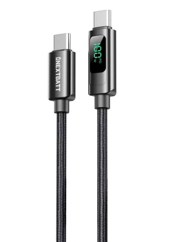 NEXTBATT USB-C til USB-C kabel 100W, 5A, 1m - Sort