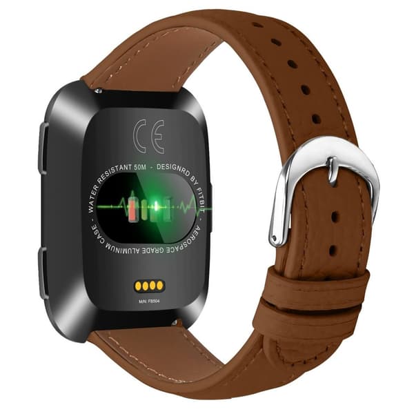 Fitbit Versa/Versa Lite/Versa 2 -kellon ranneke PU-nahkaa - Ruskea