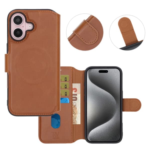 iPhone 16 Wallet Case Rvelon - Brun