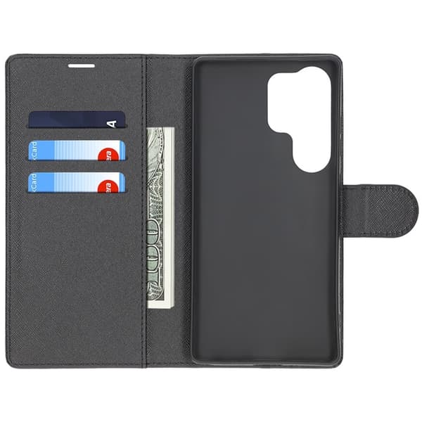 Flip Stand Læder Wallet Case Til Samsung S25 Ultra Sort