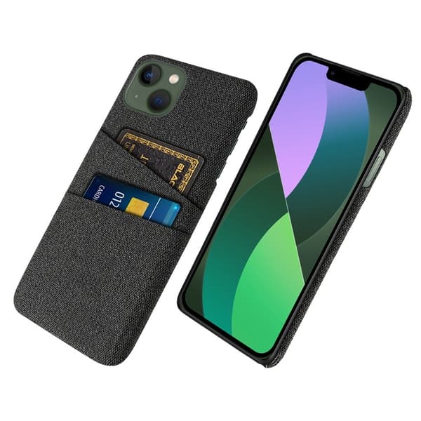 Etui med dobbelte kortpladser til iPhone 14 - Sort