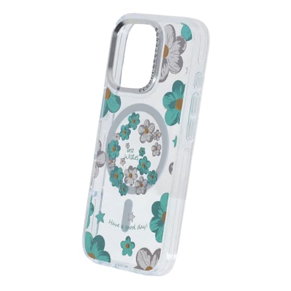 Gradient Blomster Magnetisk Cover til iPhone 16 Pro Grøn