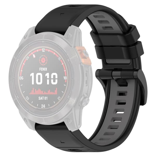 Garmin Fenix 7/7 Pro/6/6 Pro osv. Silikone Urrem - Sort/Grå