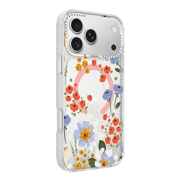 Blomstret Cover med Magsafe til iPhone 17 Pro Max - Orange