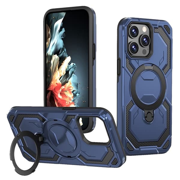 iPhone 15 Pro Max Cover med Ringholder - Blå